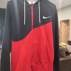 Nike Men's Zip-Up Sweater in Black and Red